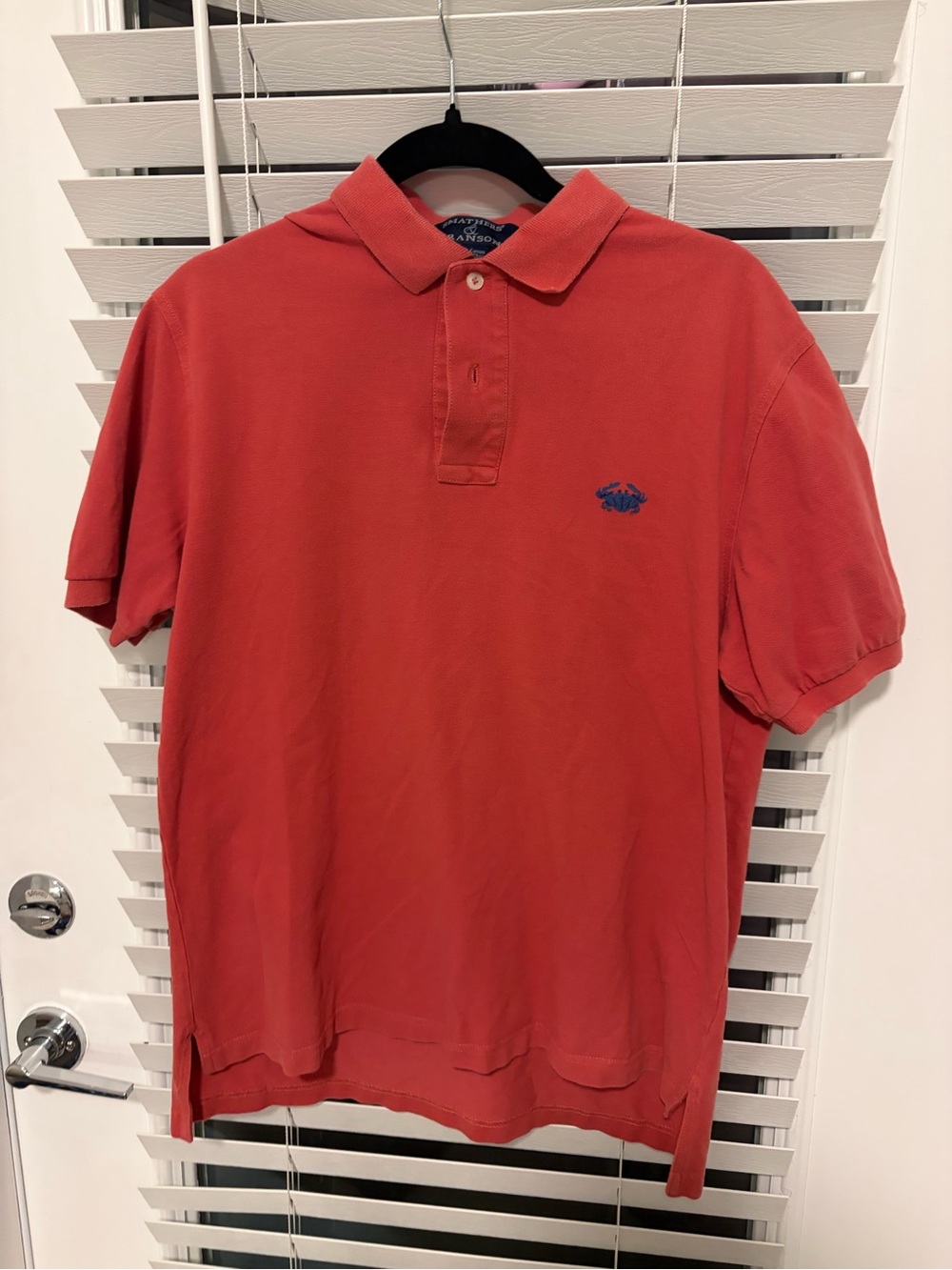 Men's Short-Sleeve Polo in Coral Red with Embroidered Logo